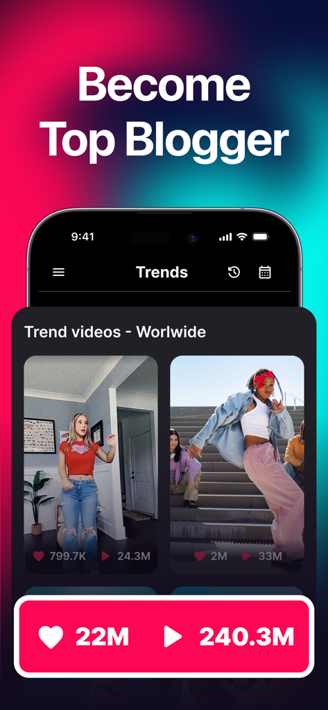 TikDown: Save TikTok Video - TikDown app screenshot showing trending TikTok videos with high engagement metrics