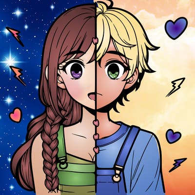 realistic girl boy split