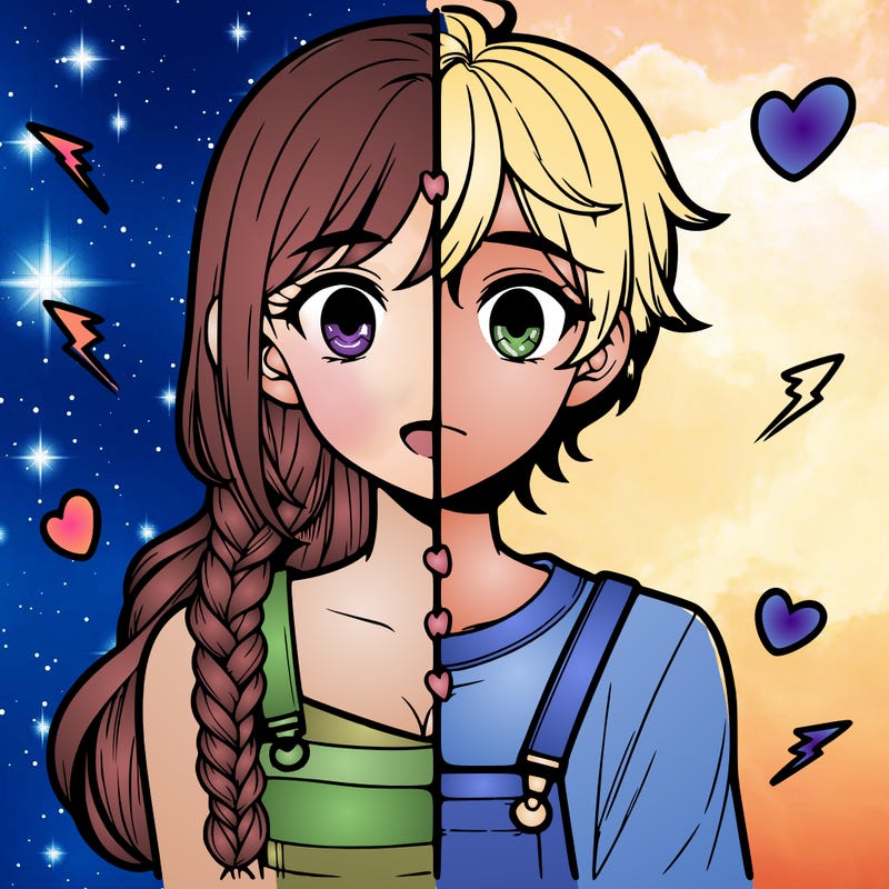 realistic girl boy split