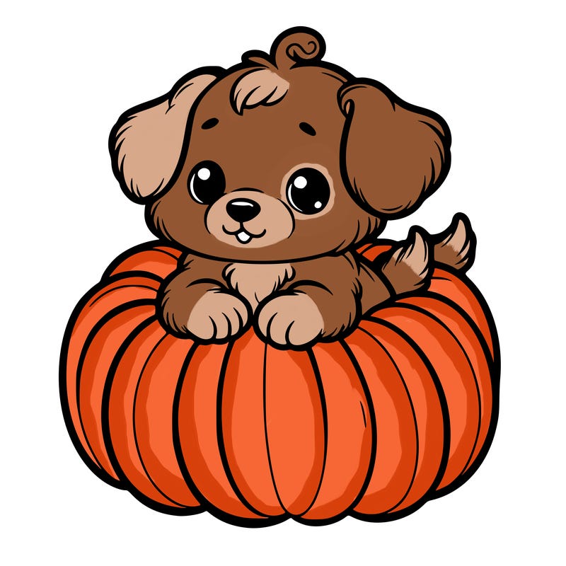 cute little puppy in a pumpkin