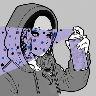 a realistic girl, spray painting