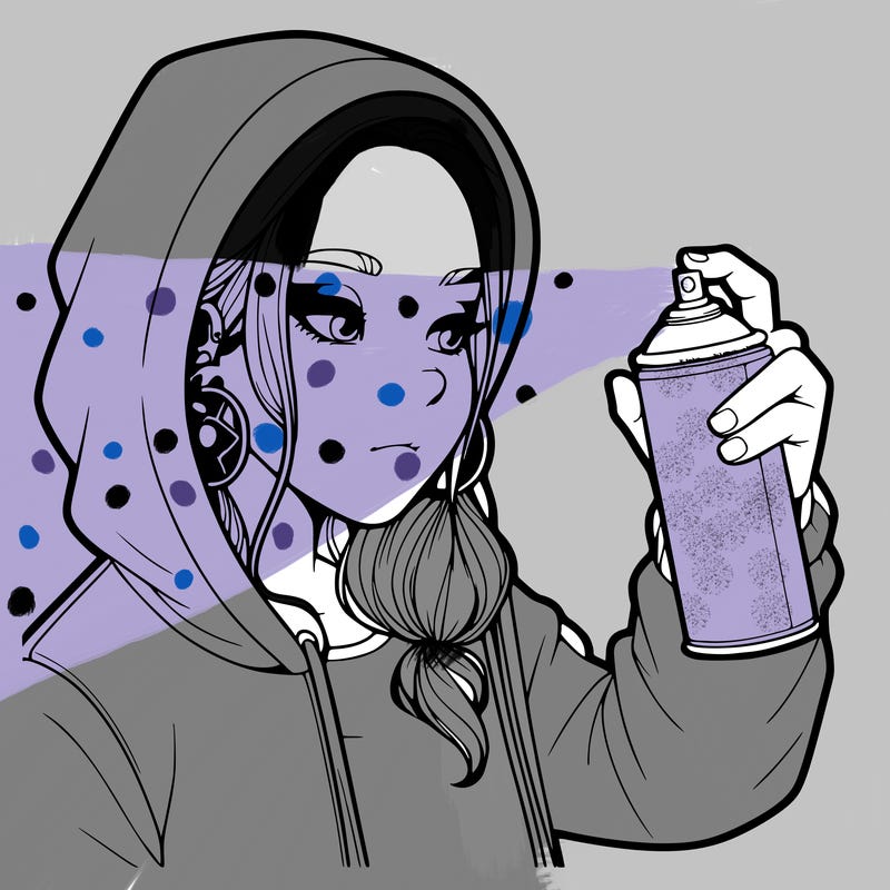 a realistic girl, spray painting