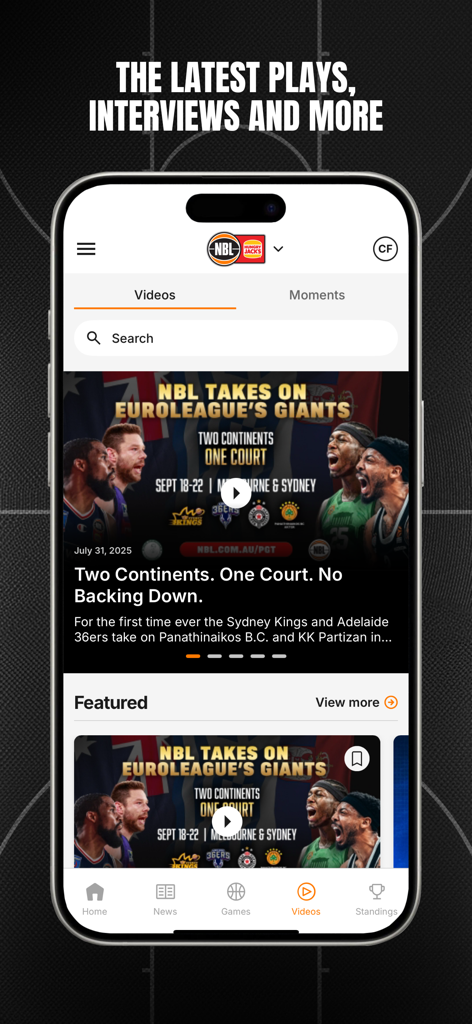 NBL - 농구 하이라이트와 인터뷰를 보여주는 NBL 앱의 비디오 섹션