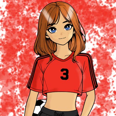 realistic girl wearing soccer jersey