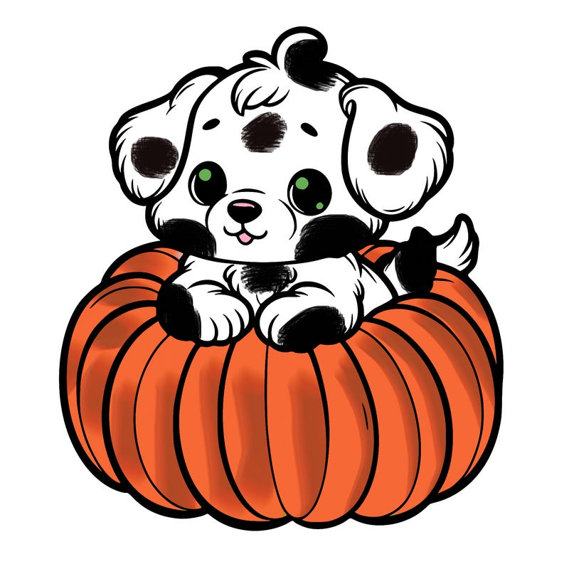 cute little puppy in a pumpkin
