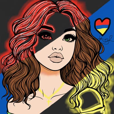 realistic girl with wavy hair and lips