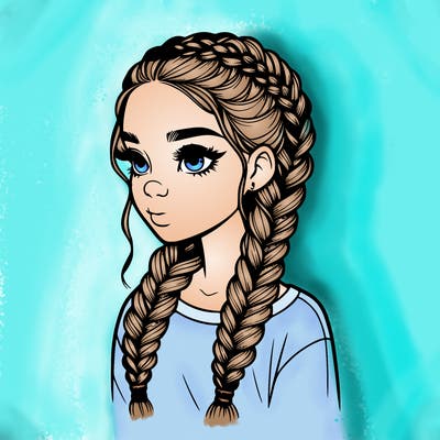 realistic girl with braids