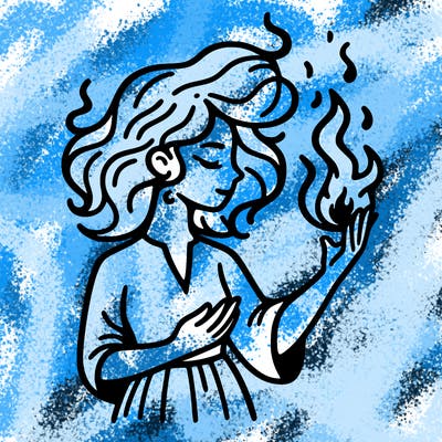 woman with fire