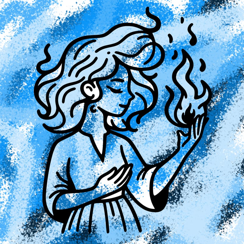 woman with fire