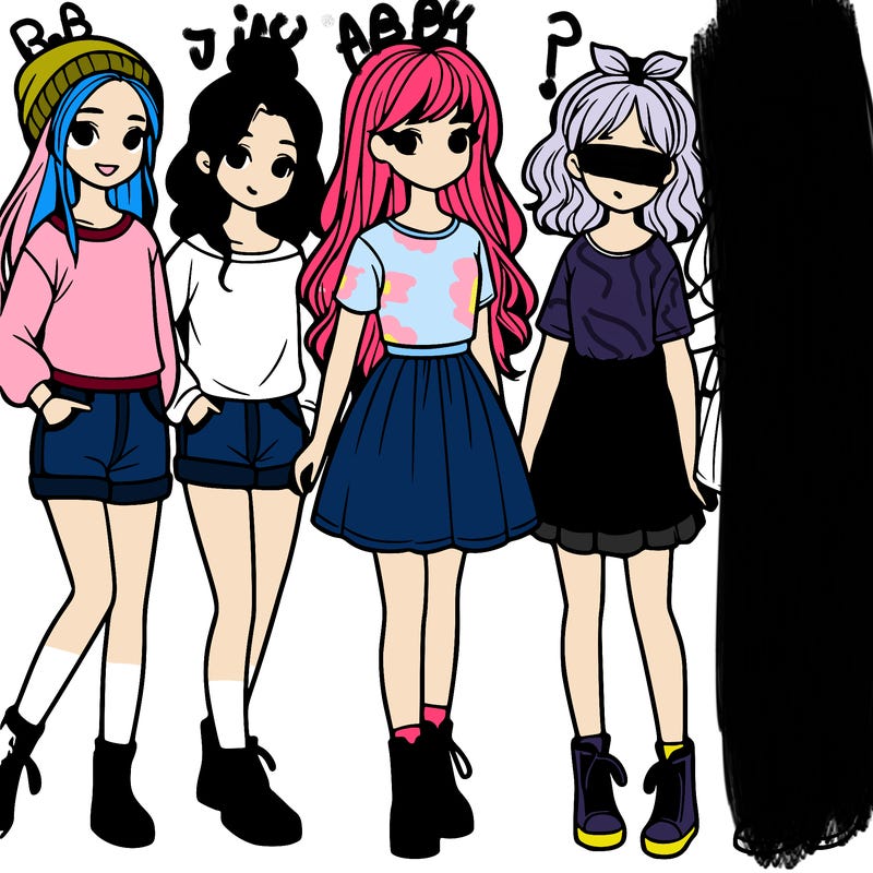 a group of five girls