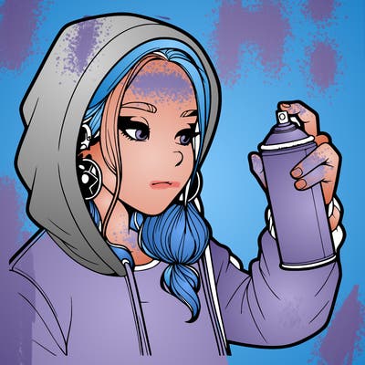a realistic girl, spray painting