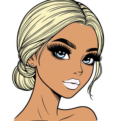 realistic girl with lashes