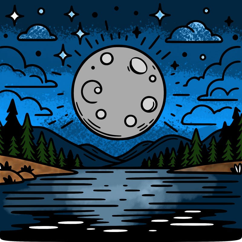 moonlight shining on a lake