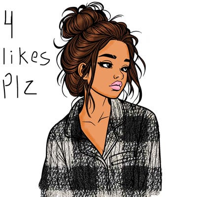 realistic woman with pajamas on and a messy bun