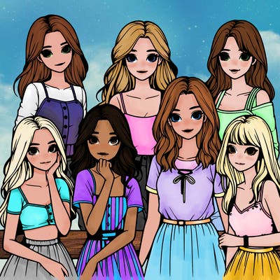 a group of girls realistic