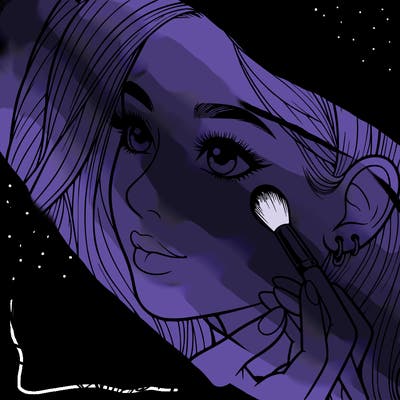 a realistic girl doing her makeup