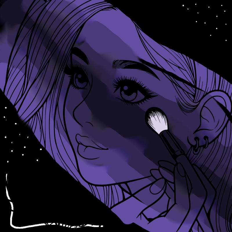 a realistic girl doing her makeup