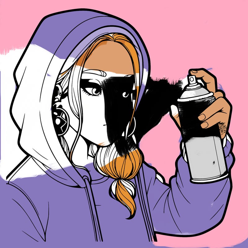 a realistic girl, spray painting