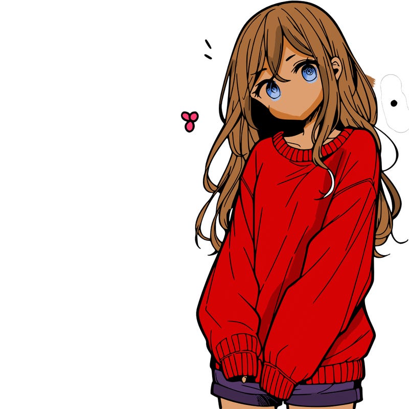 manga teen girl  in a sweater and baggy pants