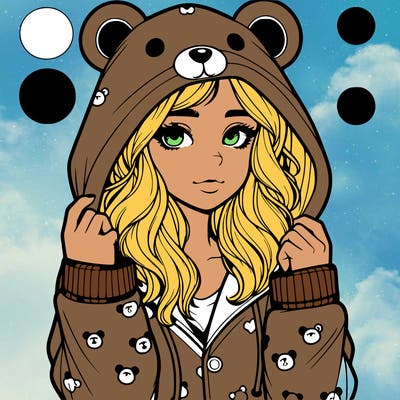 realistic girl in a animal pjs hoodie