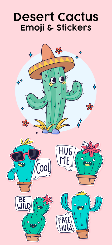 Une collection d'autocollants de cactus du désert mignons et amusants avec diverses expressions