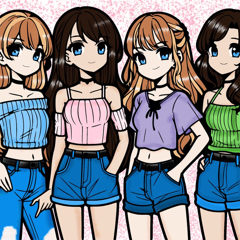 teen manga girls group of 4
