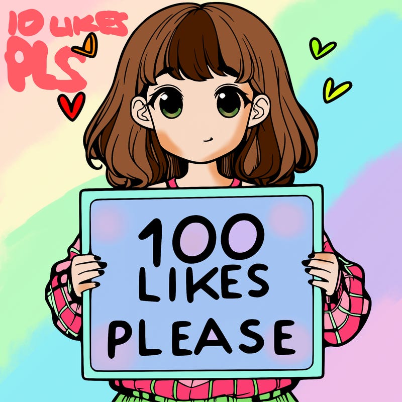 a girl holding a sign saying 100 likes please