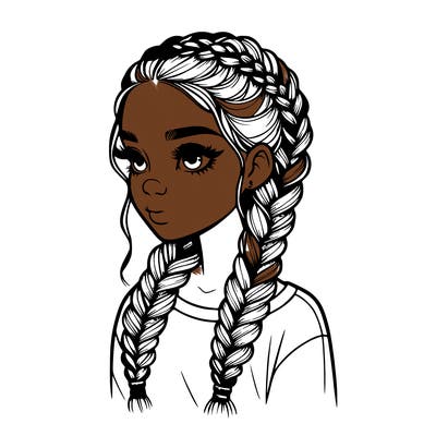 realistic girl with braids