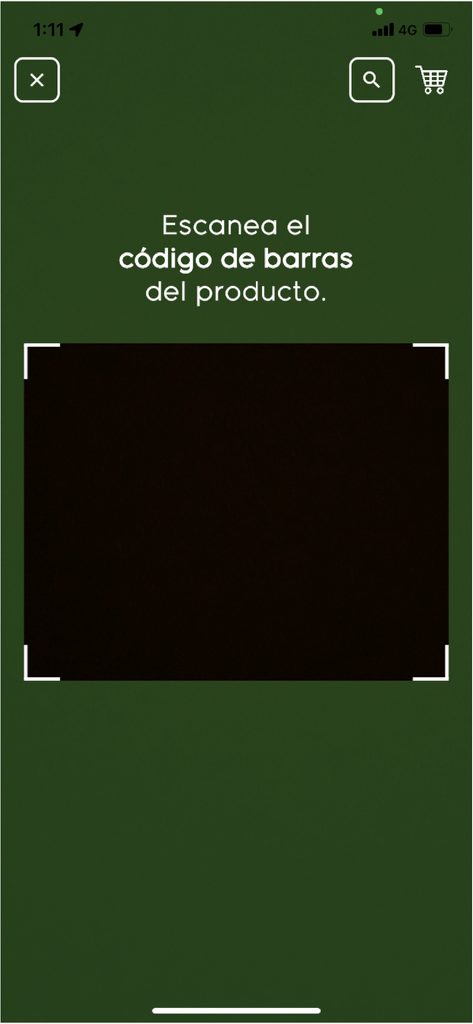 SuperEasy Box - SuperEasy Box app interface showing a barcode scanner screen for self-checkout with the instruction to scan the product's barcode.
