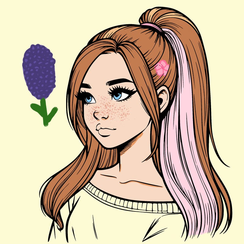 realistic girl with a high ponytail