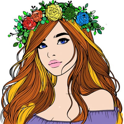 realistic girl with flower crown