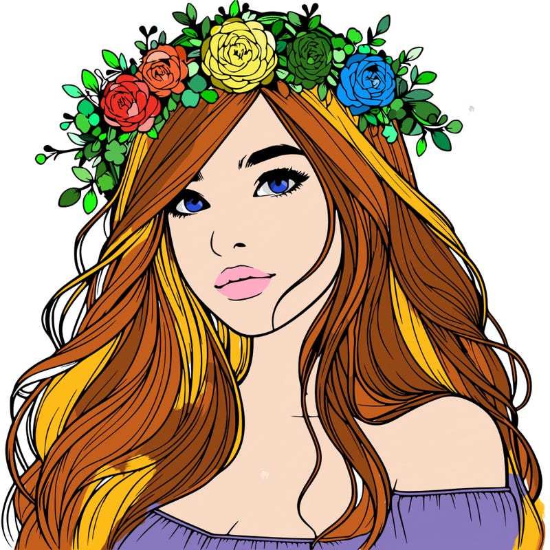 realistic girl with flower crown