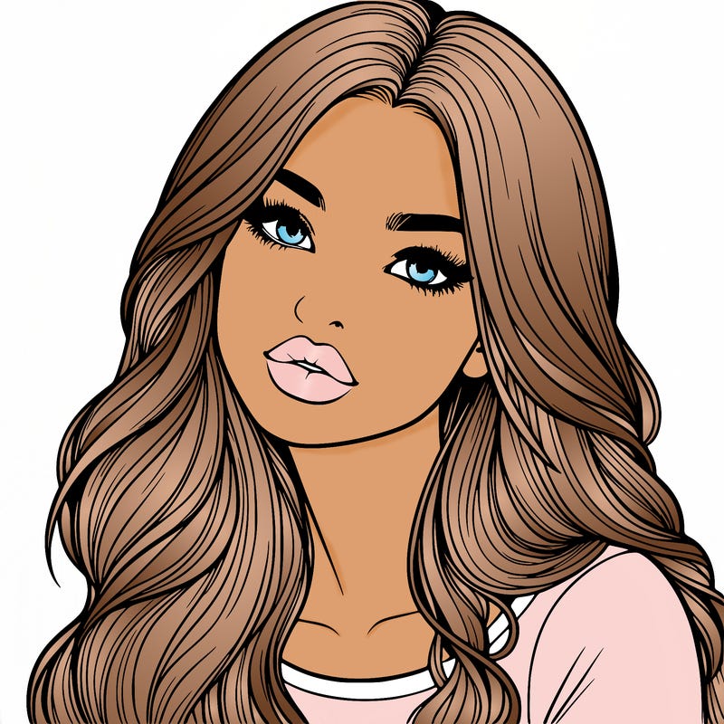 realistic girl with hair on her hair and lips