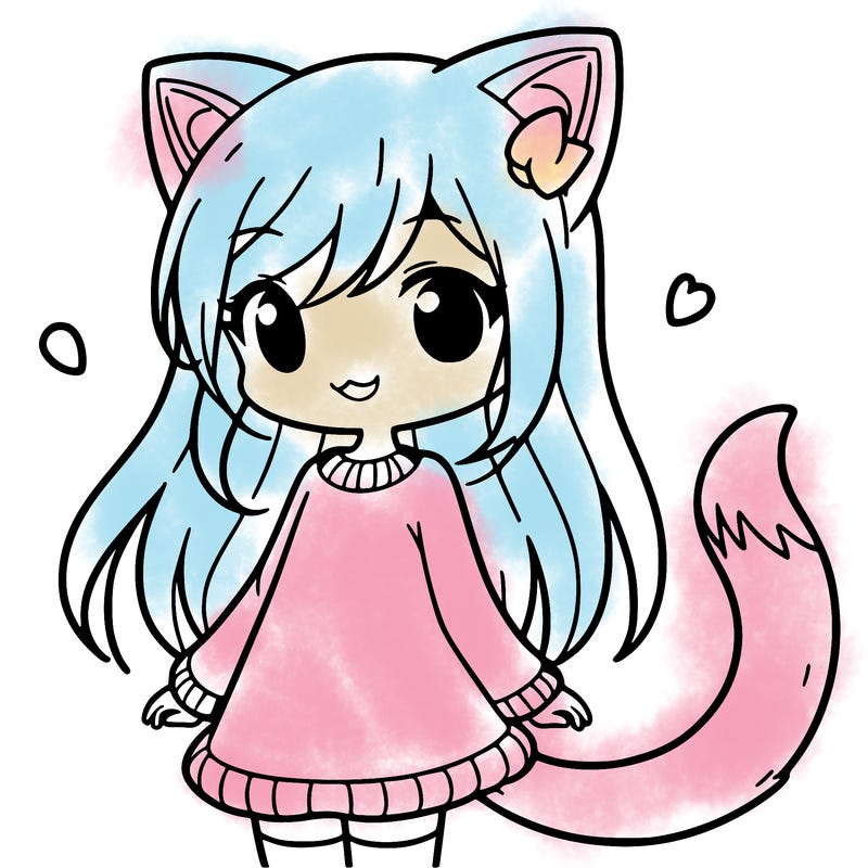 girl with cat ears and tail