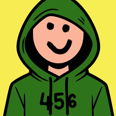 a person with non face waering a hoodie with a 456 symbol