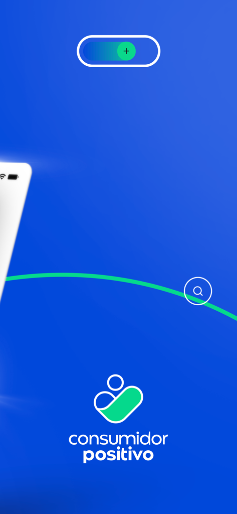 Consumidor Positivo - Consumidor Positivo mobile app logo and search icon on blue background