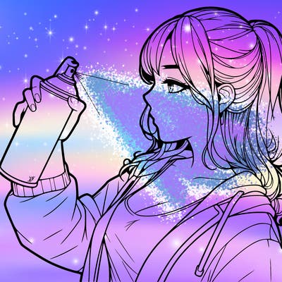 a realistic girl spray, painting