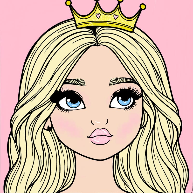 a realistic girl with a crown on