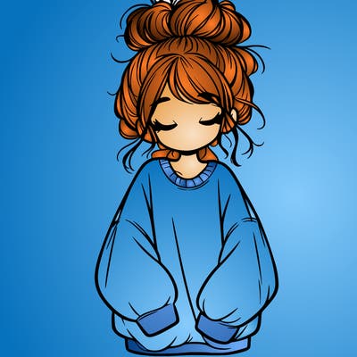 girl with baggy sweatshirt and messy bun