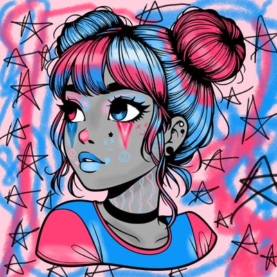realistic girl with spacebuns