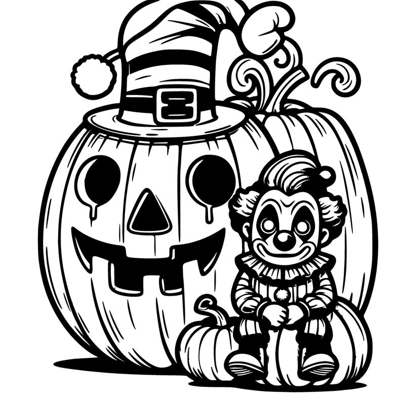 pumpkin with scary clown