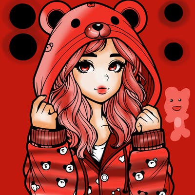 realistic girl in a animal pjs hoodie
