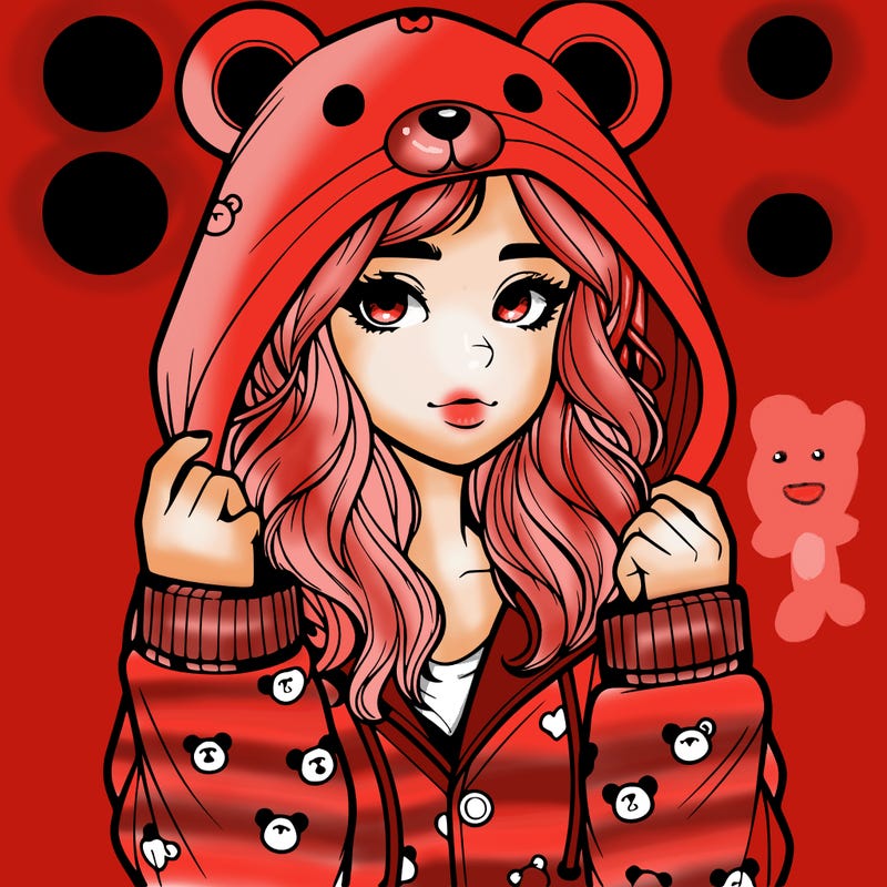 realistic girl in a animal pjs hoodie