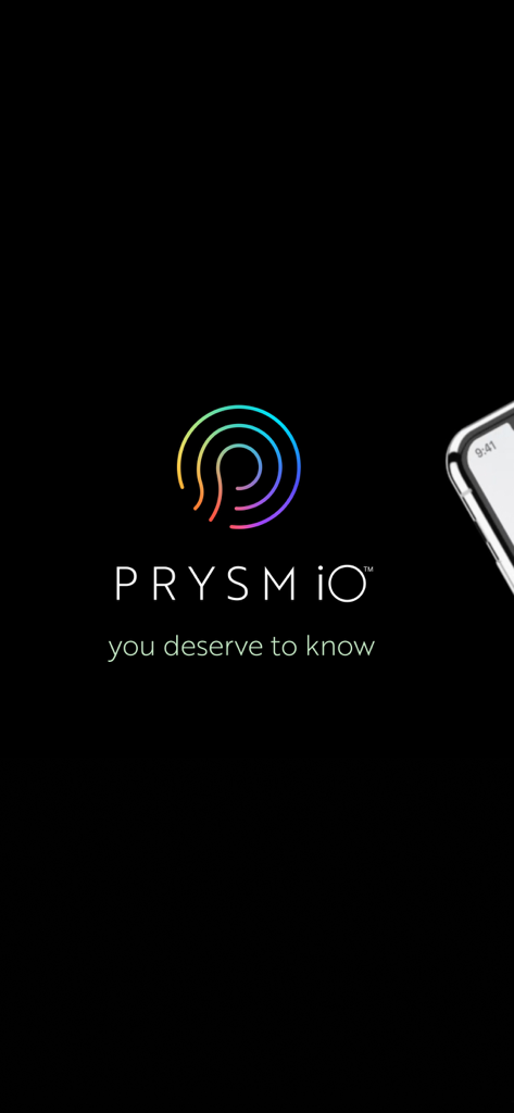 Nu Skin Prysm iO - Nu Skin Prysm iO app introductory screen with logo and tagline