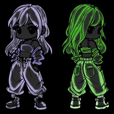 girl in crop top and baggy pants