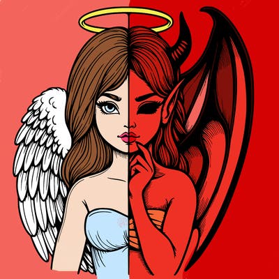 realistic angel half demon