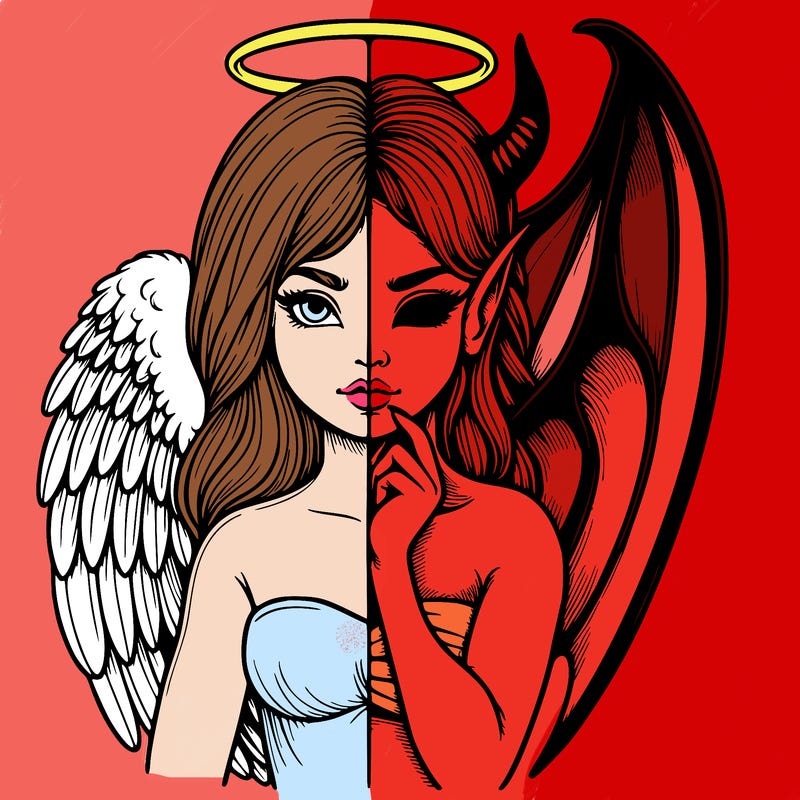 realistic angel half demon