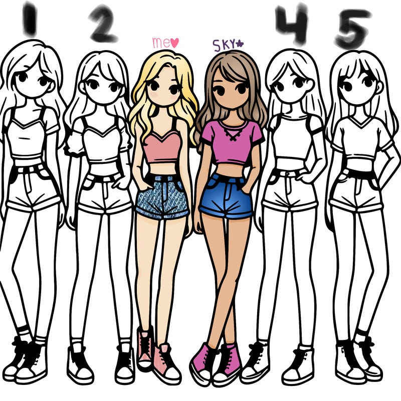 a group of girls wearing crop tops and shorts