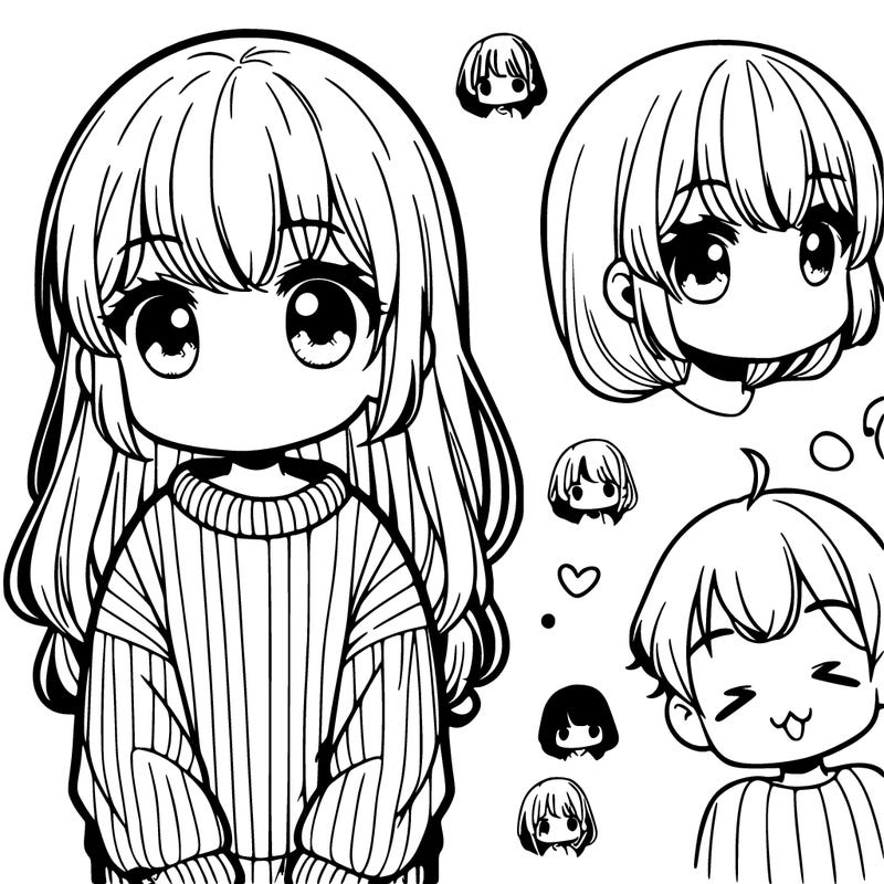 cute manga girl with long sweater