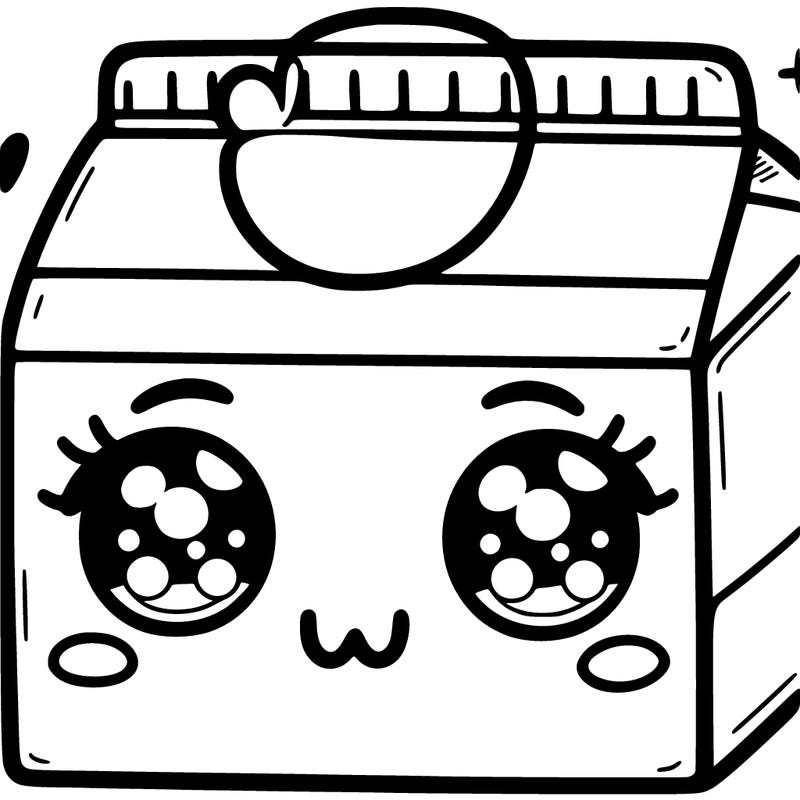 a milk carton with cute eyes